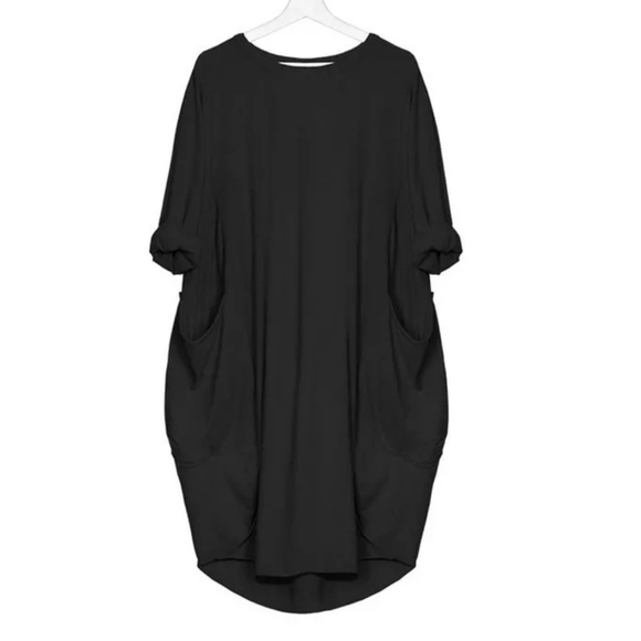 Loose Fit Oversized Harem Black Dress - Picture 2 of 2